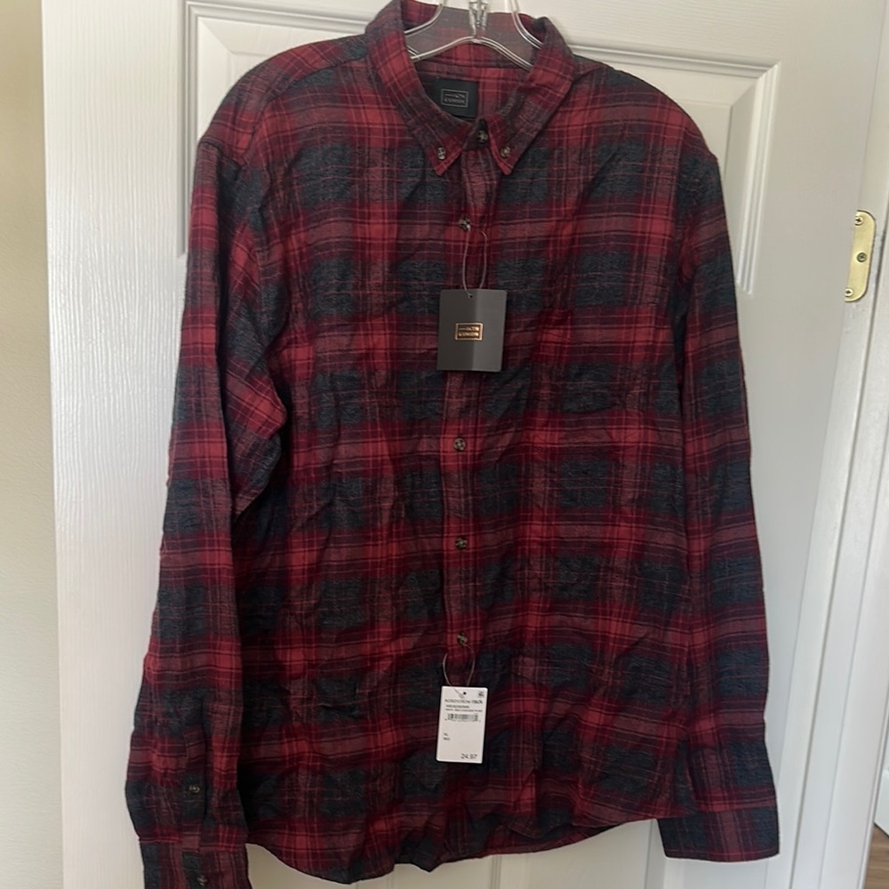 Men's Red and Black Plaid Shirt